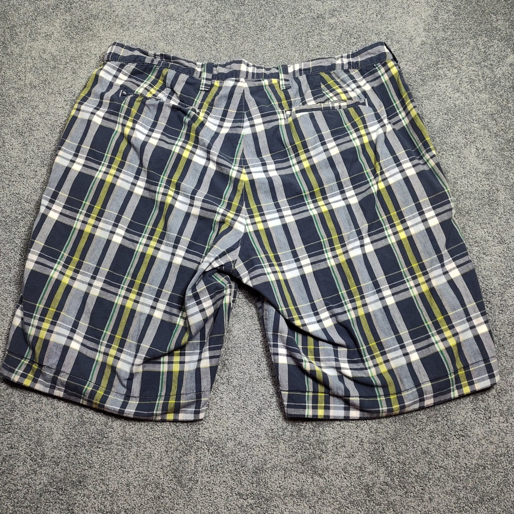 Olde School Shorts Mens 36 Blue Yellow Madras Plaid Cotton Casual Preppy Retro